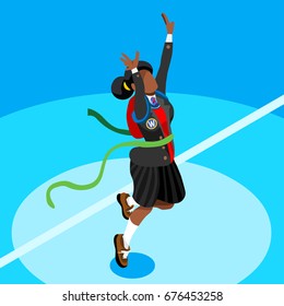 Isometric People Schoolgirl Black Teen Vector