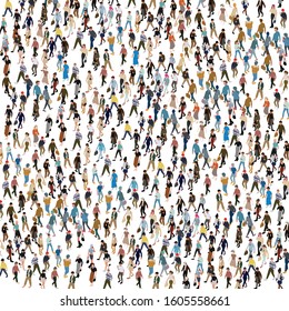 isometric people walking vector illustration