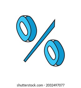 Isometric percent 3d. White background