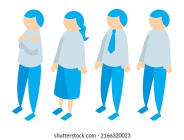 Isometric person set illust blue