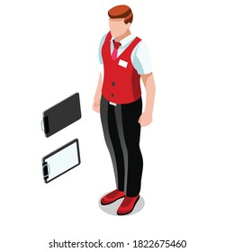 Isometric Person Work Icon Set Collection Vector