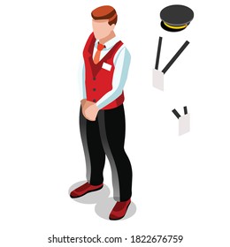 Vector de colección de conjunto de iconos de trabajo de persona isométrica
