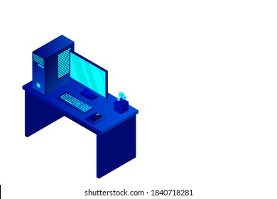 Isometric personal computer. Illustration suitable for advertising and promotion