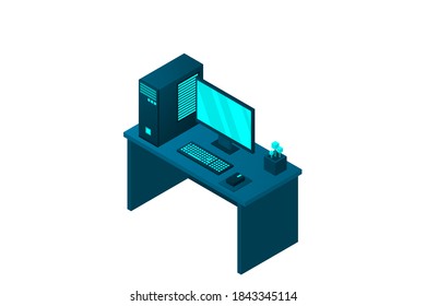 Isometric personal computer. Illustration suitable for advertising and promotion
