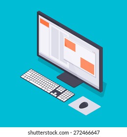 Isometric personal computer. Illustration suitable for advertising and promotion