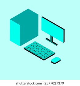 Isometric of Personal computer set concept. 3D icon of computer. Vector illustration.