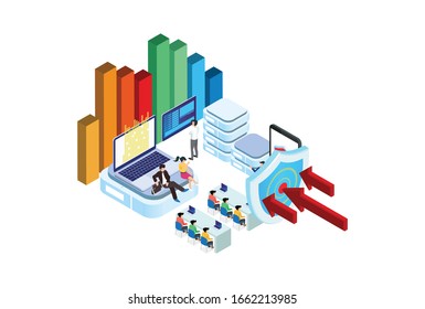 Isometric personal data protection web banner concept. Cyber security and privacy. Traffic Encryption, VPN, Privacy Protection Antivirus. Vector illustration.