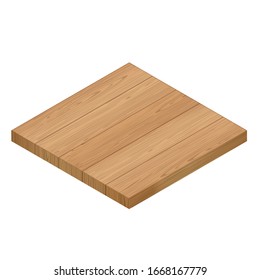 Isometric Perspective Wooden Plank Floor. 3d Vector Realistic Tile. For Game Or Interface Design