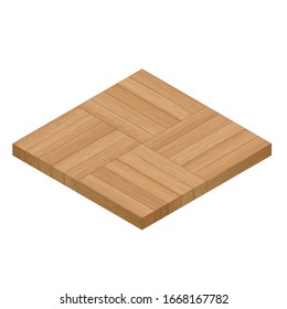 Isometric Perspective Wooden Plank Floor. 3d Vector Realistic Tile. For Game Or Interface Design