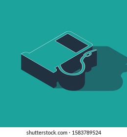 Isometric Petrol or Gas station icon isolated on green background. Car fuel symbol. Gasoline pump.  Vector Illustration