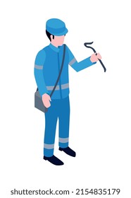 Isometric petroleum industry composition with isolated image of oil production worker vector illustration
