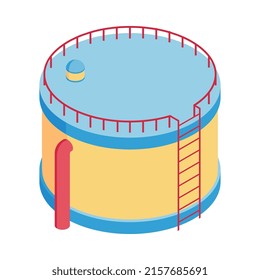 Composición de la industria petrolífera isométrica con imagen aislada del equipo de producción de petróleo ilustración vectorial