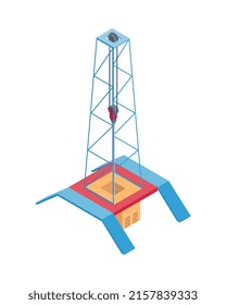 Isometric petroleum industry composition with isolated image of oil production equipment vector illustration