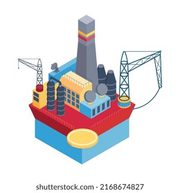 Isometric petroleum industry composition with isolated image of oil production equipment vector illustration