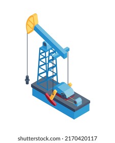Composición de la industria petrolífera isométrica con imagen aislada del equipo de producción de petróleo ilustración vectorial
