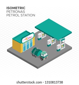 Isometric Petronas Petrol Station