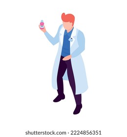 Composición isométrica de la farmacia con un icono de medicina aislada en el fondo blanco Ilustración vectorial 3d