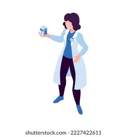 Isometric pharmacy composition with isolated medicine icon on blank background 3d vector illustration