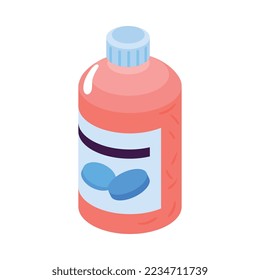 Composición isométrica de la farmacia con un icono de medicina aislada en el fondo blanco Ilustración vectorial 3d