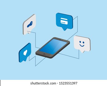 Isometric Phone connection vector illustration