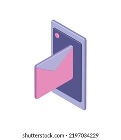 isometric phone email icon isolated