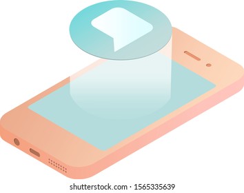
Isometric Phone. Message on the phone.