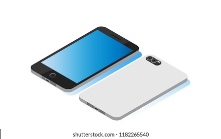 isometric phone mockup 3d, vector illustration