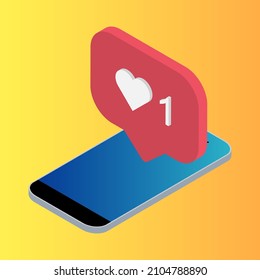 isometric phone notification symbol for application . App button . Vector illustration icon .