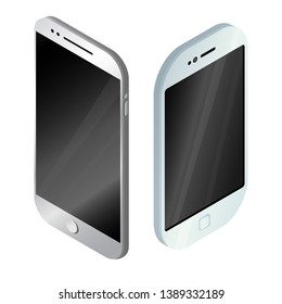 Isometric phone on a white background. Smartphone in isometric style. Vector