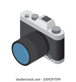 Isometric Photo Camera Vector Icon On White Background