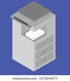isometric photocopier test vector design illustration