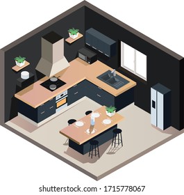 Isometric Picture Of Modern Kitchen