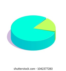 Isometric pie chart diagram simple icon. distribution concept vector illustration