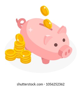 Pig Pile Images Stock Photos Vectors Shutterstock - isometric piggy bank with coins money cash isolated on white background icon piggy bank in