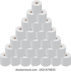 Isometric pile of toilet paper image material