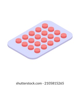 Isometrische Tabletten auf weißem Hintergrund