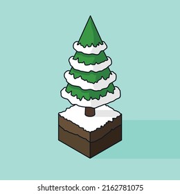 Isometric pine tree and snow vector stock