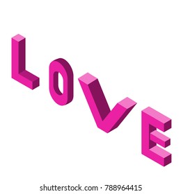 Isometric pink text love