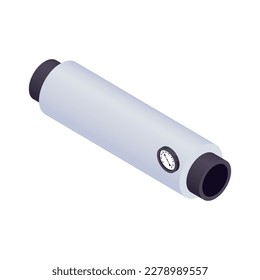 Isometric pipe part with gauge 3d vector illustration