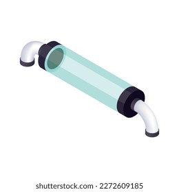 Isometric pipe with transparent part 3d vector illustration