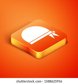 Isometric Pirate bandana for head icon isolated on orange background.  Vector Illustration