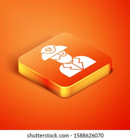 Isometric Pirate captain icon isolated on orange background.  Vector Illustration