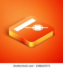 Isometric Pirate eye patch icon isolated on orange background. Pirate accessory.  Vector Illustration