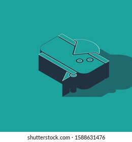 Isometric Pirate hat icon isolated on green background.  Vector Illustration