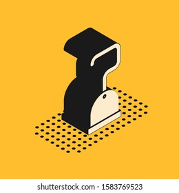 Isometric Pirate hook icon isolated on yellow background.  Vector Illustration