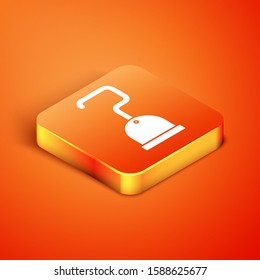 Isometric Pirate hook icon isolated on orange background.  Vector Illustration
