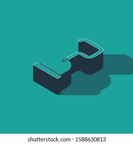Isometric Pirate hook icon isolated on green background.  Vector Illustration