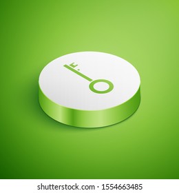 Isometric Pirate key icon isolated on green background. White circle button. Vector Illustration