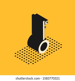 Isometric Pirate key icon isolated on yellow background.  Vector Illustration