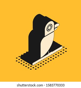 Isometric Pirate parrot icon isolated on yellow background.  Vector Illustration